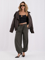 RUE PARIS Khaki Oversize Cordhosen mit Aufnäher.