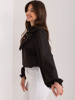 Hurtownia Czarna elegancka koszula ze stójką 