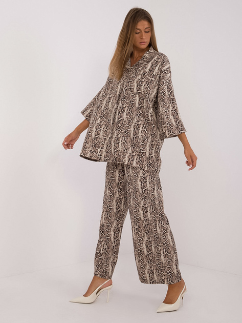 Hurt Beżowo-czarny dwuczęściowy komplet w zwierzęcy wzór