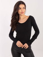 Czarna dopasowana bluzka basic z bawełny