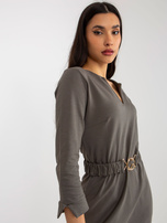 Hurt Khaki prosta sukienka dresowa z kieszeniami OCH BELLA 