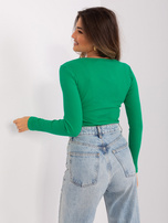 Hurt Zielona prążkowana bluzka z dekoltem V