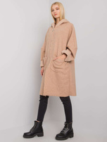 Beżowy płaszcz z kapturem Serah OCH BELLA