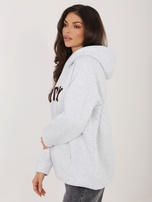 Jasnoszara melanżowa ocieplana bluza z kapturem RUE PARIS 