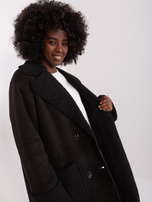 Hurt Czarny zimowy płaszcz kożuch z kieszeniami