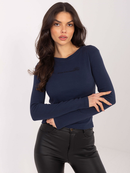 Granatowa krótka bluzka z haftem