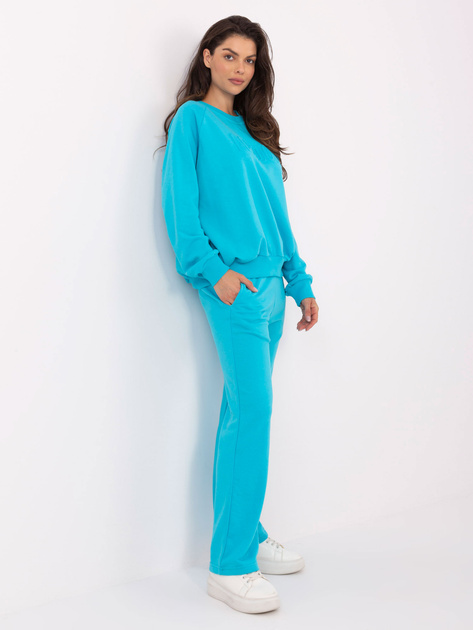 Hurt Turkusowy komplet dresowy z prostymi spodniami