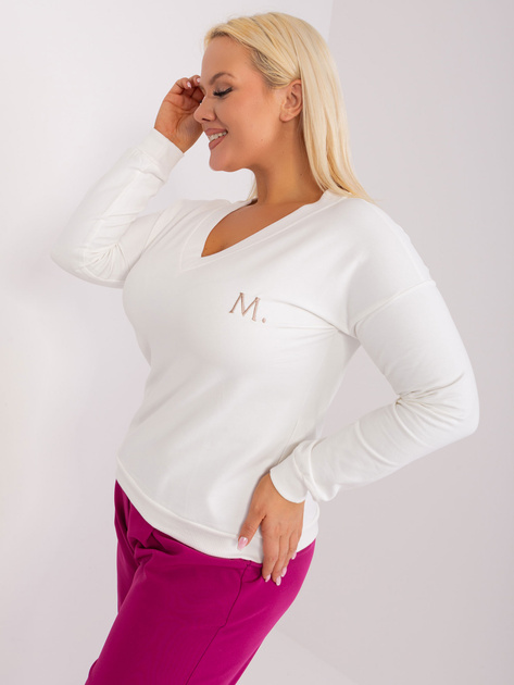 Hurt Ecru damska bluzka plus size ze ściągaczami