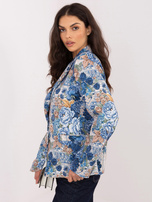 Ciemnoniebieska elegancka marynarka w kwiaty