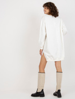 Hurt Ecru-pomarańczowa długa bluza oversize z napisem