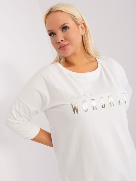 Hurt Ecru casualowa bluzka plus size z rozcięciami