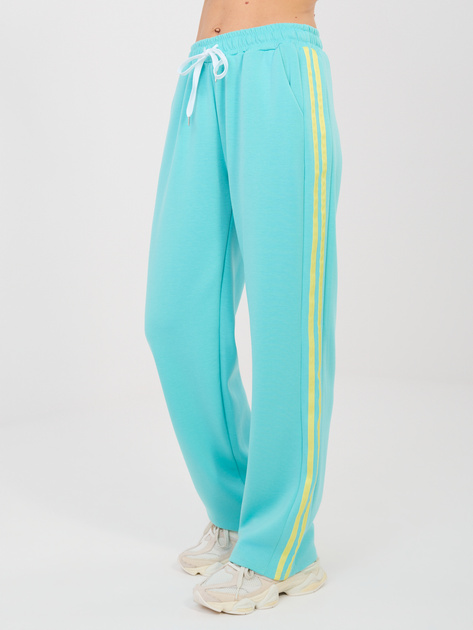 Turkusowy dresowy komplet z kontrastowymi lampasami RUE PARIS