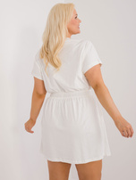 Hurt Ecru sukienka plus size z krótkim rękawem 