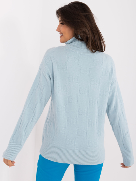 Hurt Błękitny sweter z golfem i długim rękawem