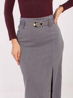 Szara midi spódnica z rozcięciem RUE PARIS