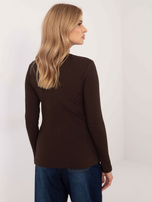 Hurt Czekoladowa bluzka longsleeve z ozdobnymi guzikami