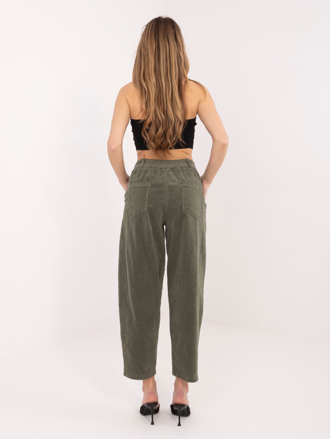 Khaki sztruksowe spodnie carrot z bawełny RUE PARIS