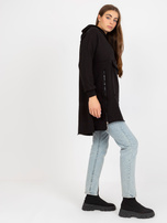 Hurtownia Czarna damska bluza basic z kapturem