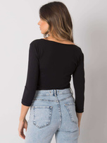 Czarna bluzka basic z kieszonką Steffanie