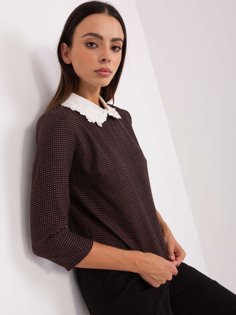 Hurt Czarna krótka bluzka wizytowa z kołnierzem