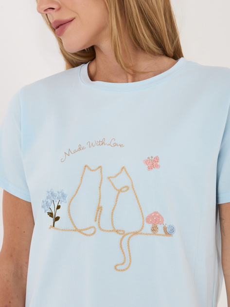 Jasnoniebieski damski t-shirt z bawełny