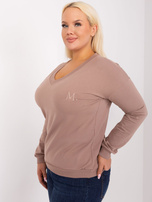 Hurtownia Ciemnobeżowa bluzka plus size z bawełny