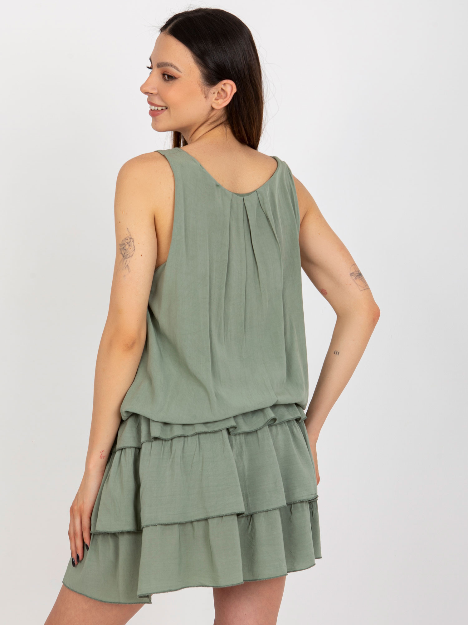 Khaki mini sukienka z falbanami OCH BELLA