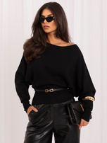 Črn sweater eleganten z izrezom v čoln.