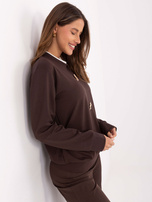 Dark brown women's blouse with a round neckline.