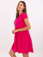 Fuksjowa bawełniana sukienka na lato RUE PARIS 