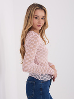 Jasnoróżowa krótka bluzka z koronki