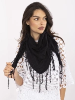 Czarna trójkątna chusta z warkoczami