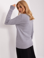 Hurt Szary sweter klasyczny z okrągłym dekoltem  