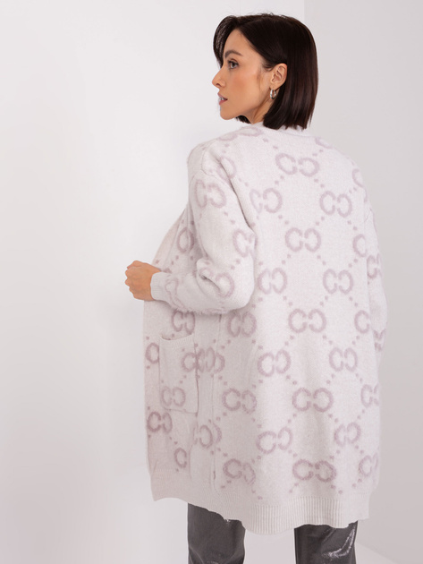 Hurt Jasnofioletowy wzorzysty kardigan z kieszeniami