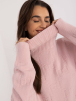 Hurt Jasnoróżowy sweter z golfem o kroju oversize