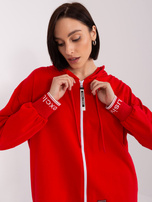 Hurt Czerwona bluza damska na suwak z kapturem