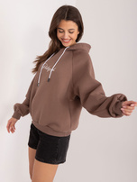 Hurtownia Brązowa ocieplana bluza z kapturem