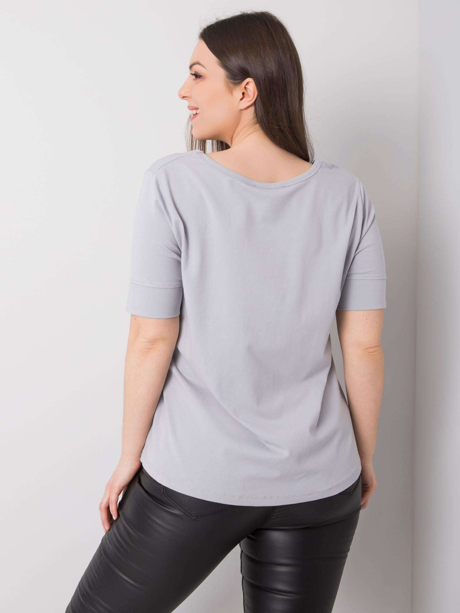 Jasnoszary t-shirt bawełniany plus size Missy