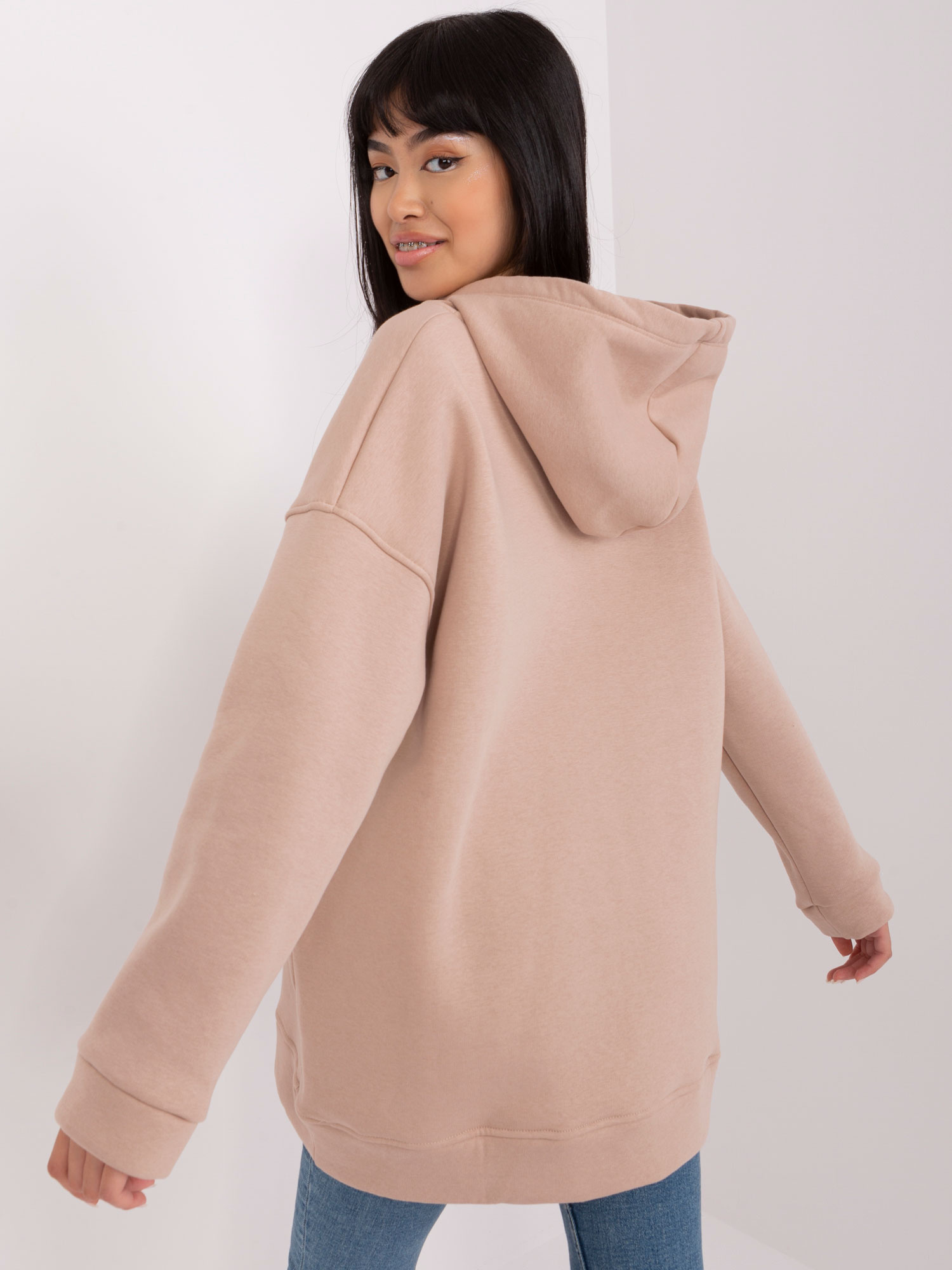 Hurt Ciemnobeżowa dresowa bluza basic oversize