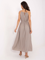 Dark beige flared summer dress.