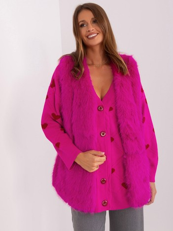 Wholesale Fuchsia vest made of eco fur.