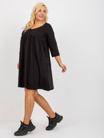 Hurt Czarna dresowa sukienka plus size basic z kieszeniami
