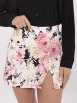 Czarno-różowe spódnico-szorty z rozcięciem
