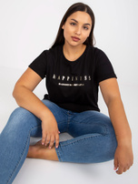 Czarny t-shirt plus size ze złotym nadrukiem