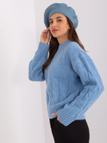 Hurt Brudnoniebieski jednokolorowy beret damski