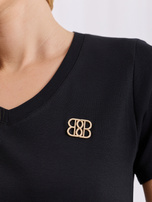 Czarny bawełniany t-shirt z aplikacją