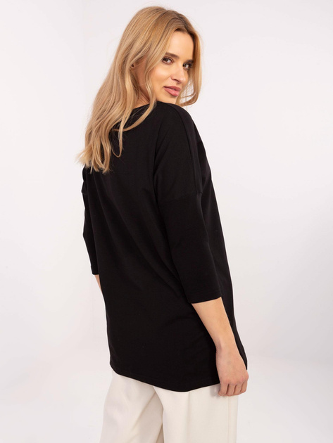 Hurtownia Czarna długa bluzka damska z rozcięciami