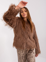 Hurt Jasnobrązowa kurtka przejściowa z eko futerka