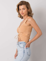 Kamelfarbener Stricktop mit Bündchen Astrid.