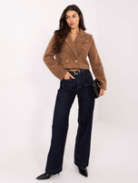 Camelowy krótki płaszcz o kroju marynarki RUE PARIS